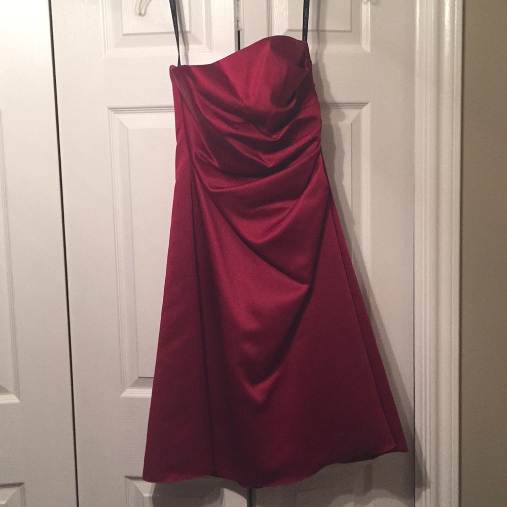 Alfred Angelo strapless bridesmaid gown.